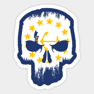 Vintage Grunge Rhode Island State Flag Skull Sticker